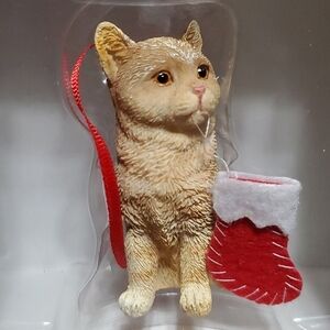 Cat Christmas Tree Ornament Aborable Orange Tabby Kitty